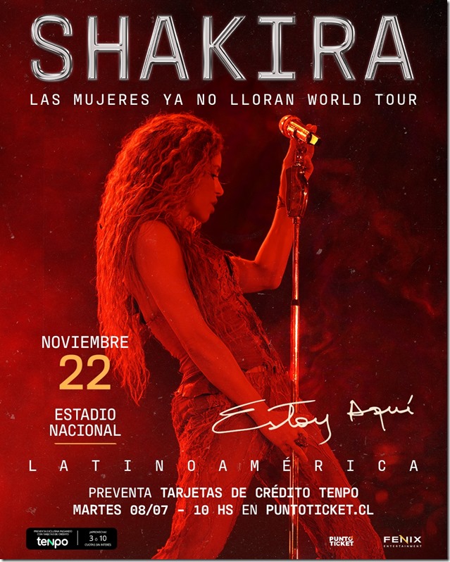 Shakira vuelve a Chile con Tenpo